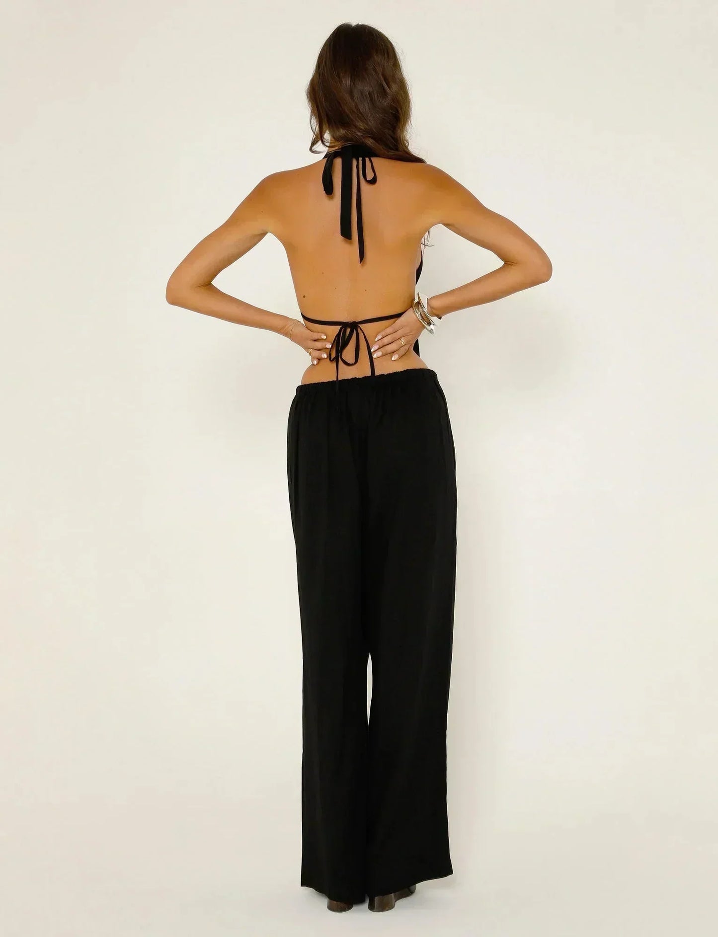 Mireza – Halter top & wide leg set with open details