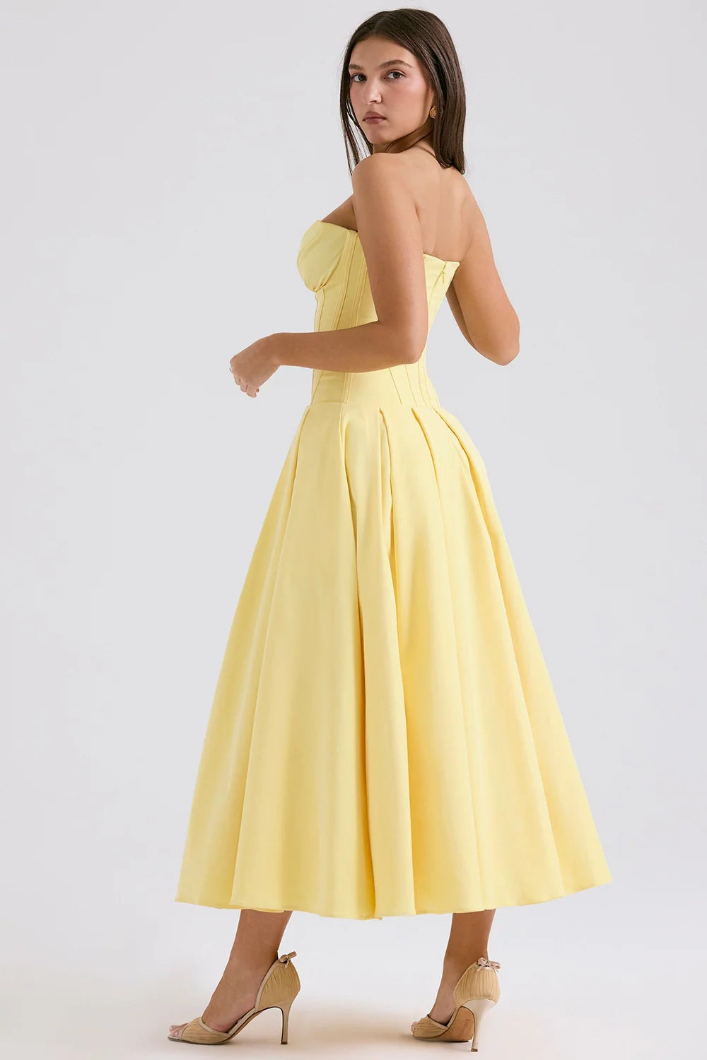 Livette - Strapless Corset Midi Dress