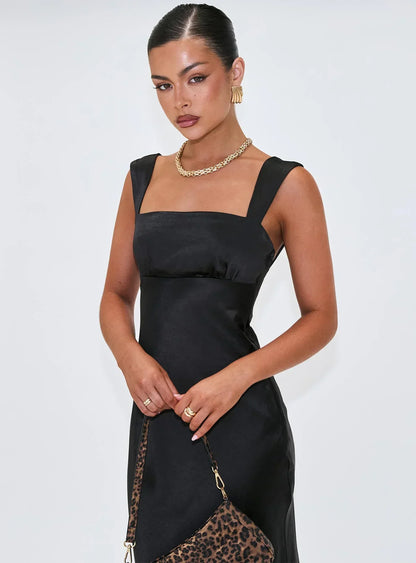 Radioactive Bias Cut Maxi Dress Black