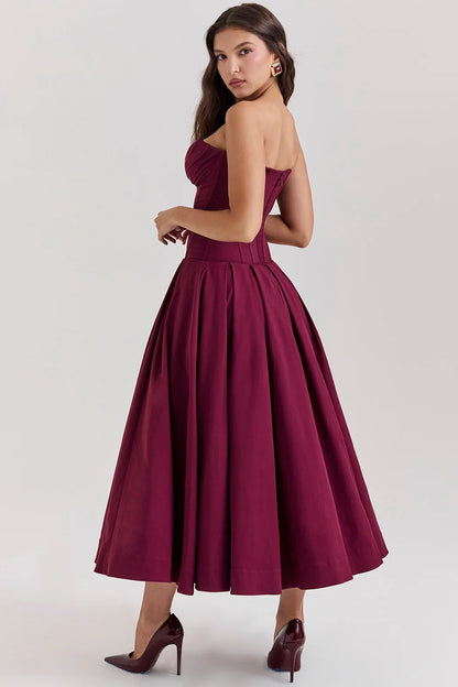 Livette - Strapless Corset Midi Dress