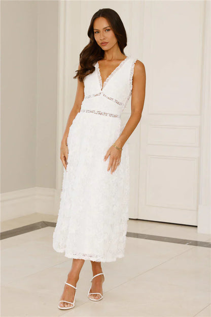 Ballet Era Lace Midi Dress White