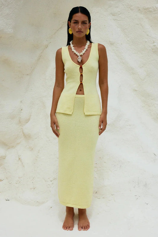 Nadina Midi Skirt - Lemon