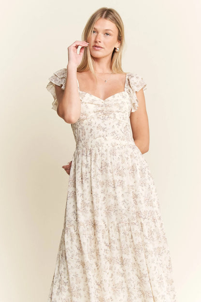 Jade By Jane Full Size Ruffle Sleeve Tiered Maxi Dress Plus Size