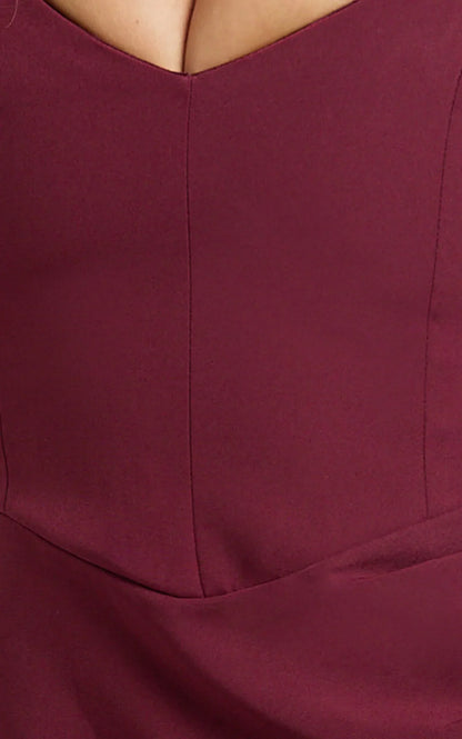 Veronika Maxi Dress - Off Shoulder Plunge High Split Dress in Wine