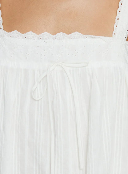Reason To Stay Lace Trim Floaty Mini Dress White