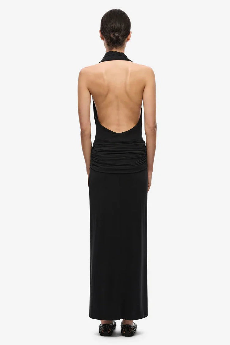 Misha Cabana Cupro Dress - Black