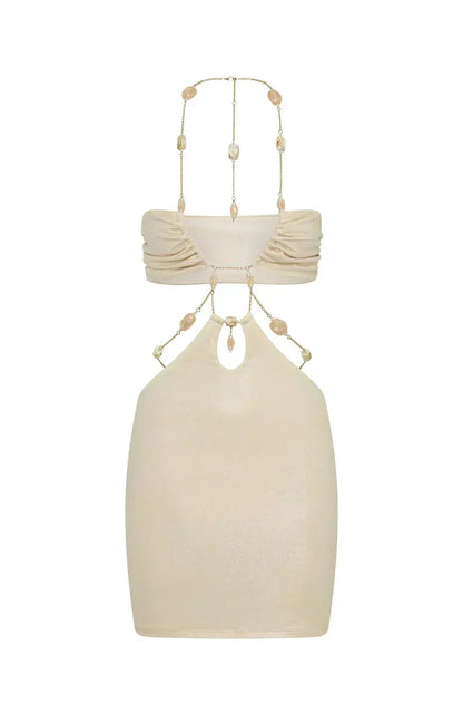 Moonlit Muse Mini Dress Pearl