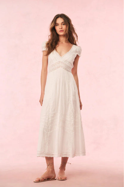 Suvi Cotton Midi Dress - White