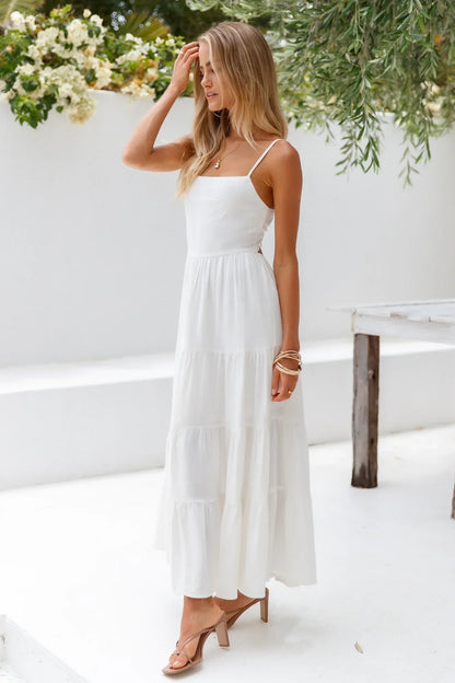 Train Into Town Midi Dress White