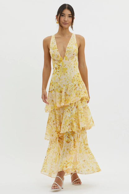 Veda Ruffle Midi Dress