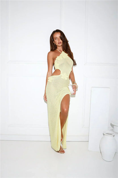 Monaco Sun Knit Halter Maxi Dress