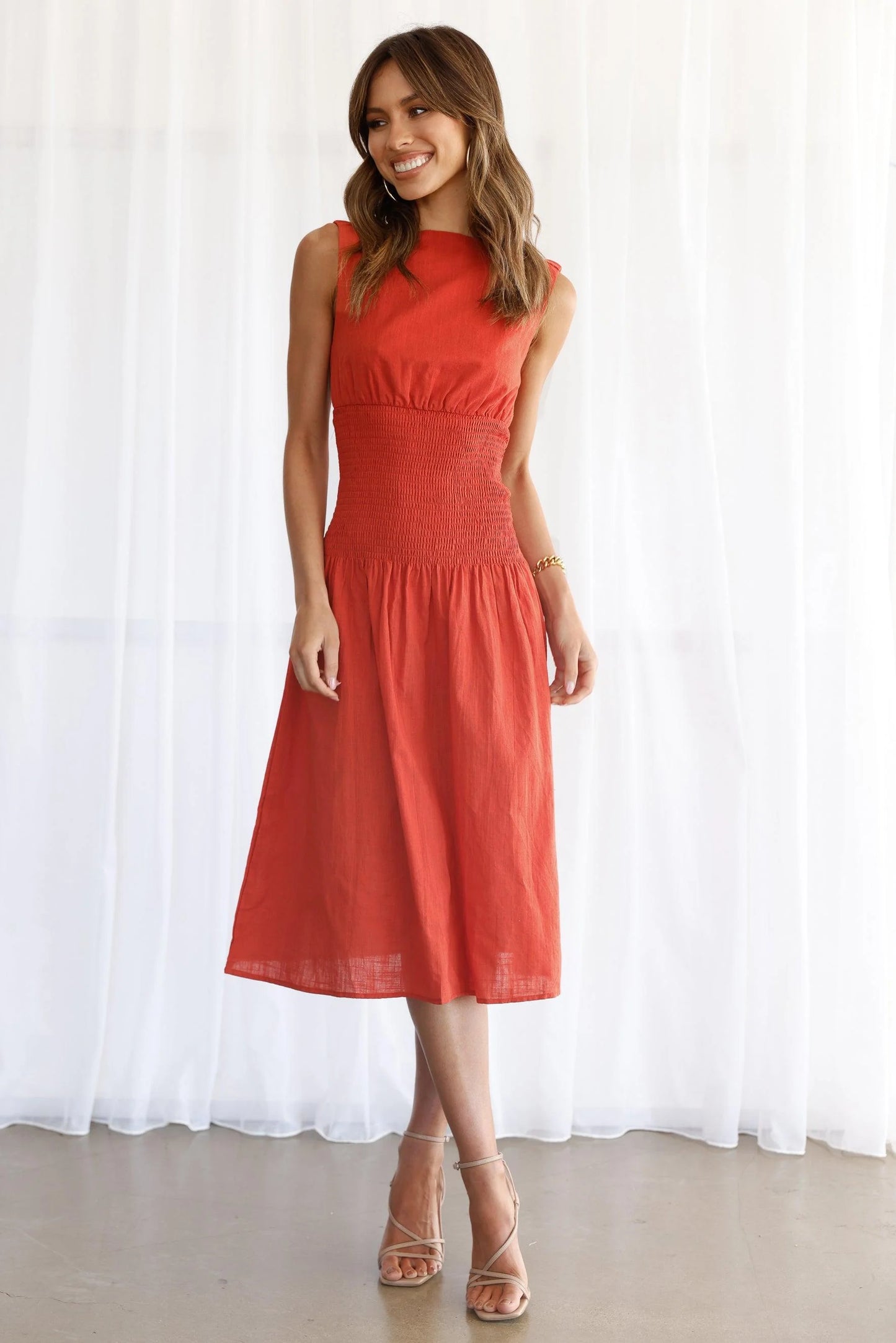 Emory Linen Dress - Rust