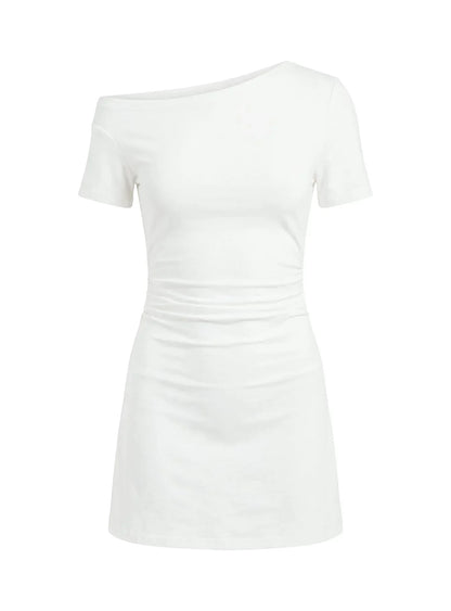 Avriana Off Shoulder T-Shirt Mini Dress White