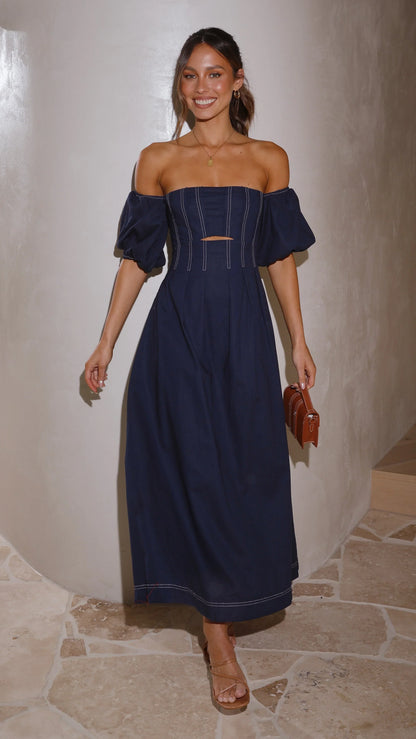 Claira Midi Dress - Navy