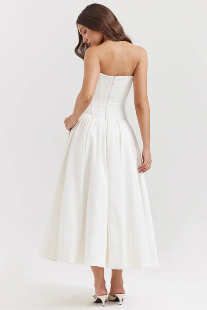 Livette - Strapless Corset Midi Dress