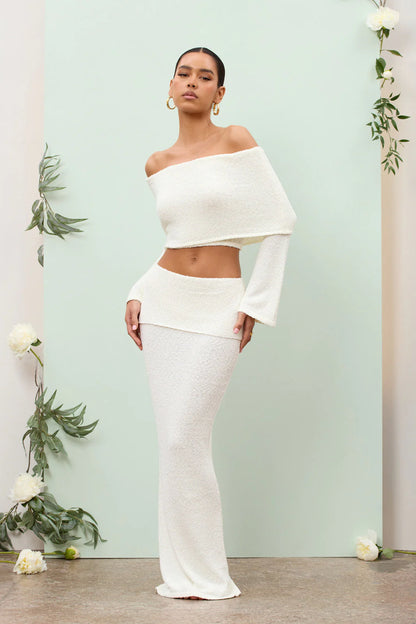 Juline - Bouclé co-ord set with bardot detail