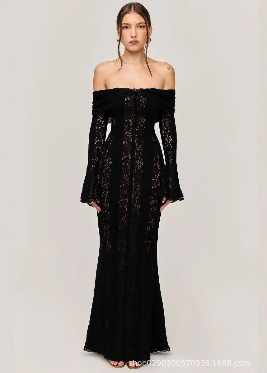 Livette - Vintage Off Shoulder Maxi Dress